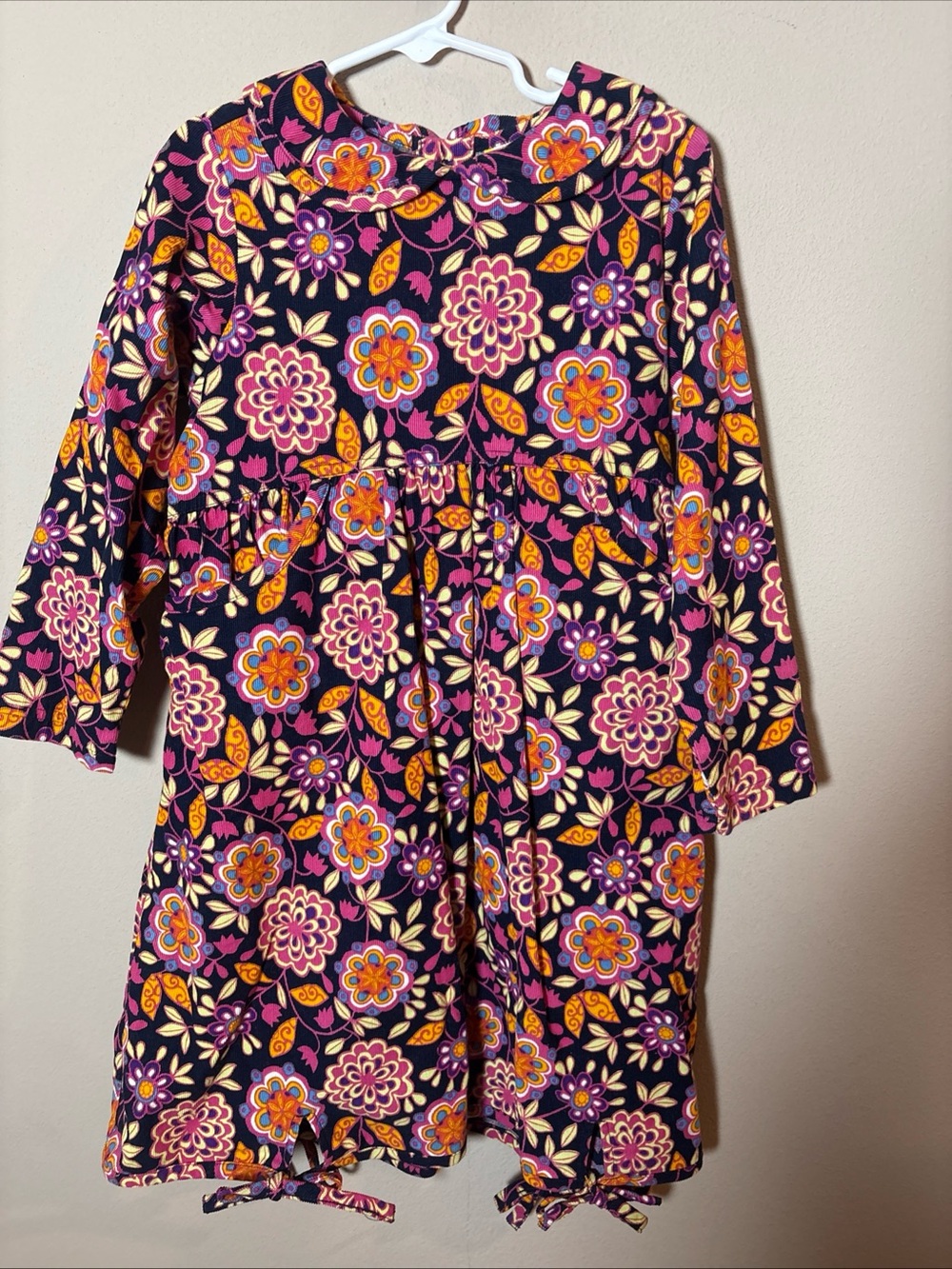 Hanna Andersson Corduroy Dress 110 - 5 Floral Long Sleeve
